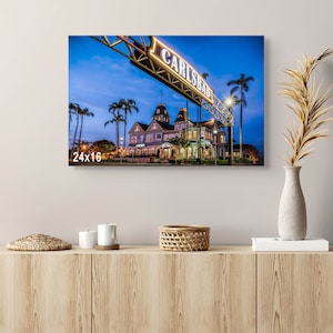 Carlsbad Welcome Sign Photo, Highway 101 Carlsbad Archway Photo, Downtown Carlsbad Photograph, Victorian Architecture Canvas Print, Wall Art