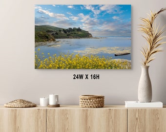 Laguna de San Gregorio: Arte mural costero de California, Fotografía de paisajes de la Carretera 1, Impresión en lienzo de la naturaleza de la costa del Pacífico
