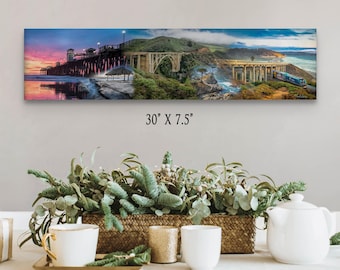 Arte mural panorámico "Donde la tierra se encuentra con el mar": Impresión fotográfica de bellas artes de paisajes costeros de California para sala de estar, oficina y decoración de pasillos.