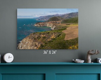 Impresión fotográfica de bellas artes del paisaje costero de Big Sur con puente Bixby