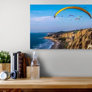 Paragliding Wall Decor, San Diego Wall Art, Beach Home Decor, Torrey Pines Coastal Photo, Flying Paragliders, Housewarming Wall Art Print