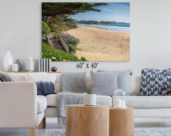 Impresión de paisaje marino de la costa de California en Carmel Beach Steps, arte mural costero, fotografía oceánica