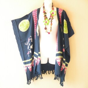 CG24 - 5 Colors Abstract Batik Plus Size Kaftan Cardigan Duster Jacket Beachwear Cover up - S, M, L, XL, 1X, 2X, 3X, 4X & 5X