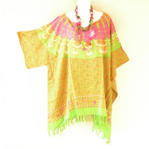 KG24 Paisley Batik Plus Size Kaftan Kimono Beachwear Women Big Hippie Bohemian Tunic Poncho Blouse Top - S, M, L, XL, 1X, 2X, 3X, 4X & 5X