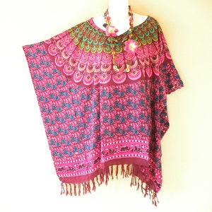 KG18 Paisley Batik Plus Size Kimono Kaftan Caftan Women Batwing Tunic Poncho Blouse Top - S, M, L, XL, 1X, 2X, 3X, 4X & 5X