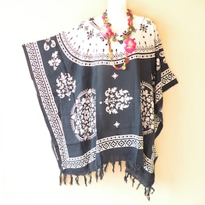 KG32 Abstract Women Batik Plus Size Kaftan Caftan Women Batwing Tunic Poncho Blouse Top - S, M, L, XL, 1X, 2X, 3X, 4X & 5X