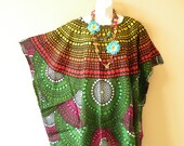 Polka Dot Colorful Batik Plus Size Kaftan Caftan Women Batwing Tunic Poncho Blouse Top - S, M, L, XL, 1X, 2X, 3X, 4X 5X