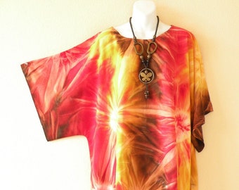 KG5 Tie Dye Plus Size Kimono Kaftan Frauen Fledermausflügel Tunika Poncho Bluse Top - S, M, L, XL, 1X, 2X, 3X
