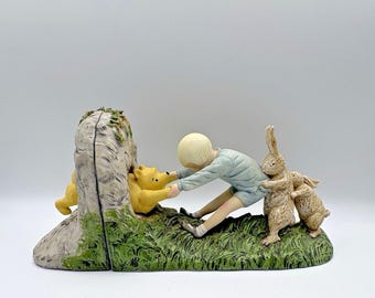 Vintage Winnie the Pooh Bookend Set: Stuck in Rabbit Hole, 1990s