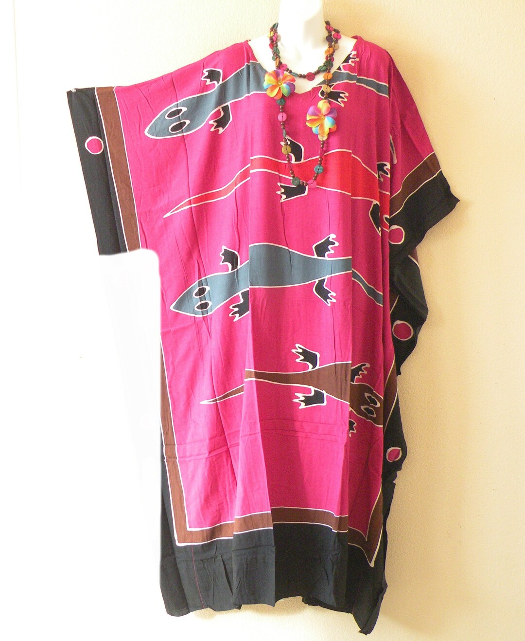 KG53 Multi Color Gecko Lizard Batik Hand Painted Plus Size Comfortable ...