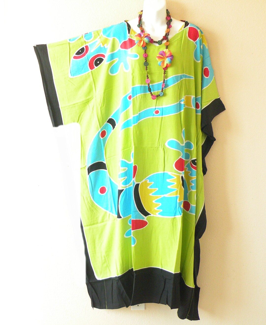 LG47 Multi Color Gecko Lizard Batik Hand Painted Plus Size Comfortable ...