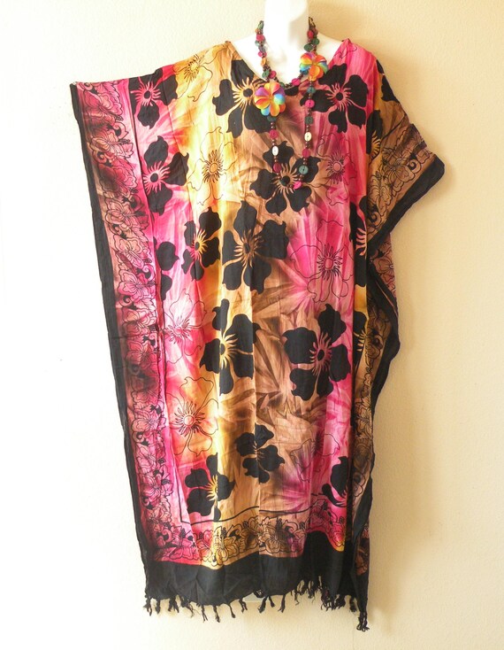 KD478 Tie-dye bloemen tropische batik grote maat Dolman vleermuis