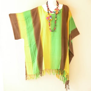 KB395 Stripes Batik Plus Kaftan Caftan Kimono Beachwear Women Big Hippie Bohemian Tunic Poncho Blouse Top - S, M, L, XL, 1X, 2X, 3X, 4X & 5X