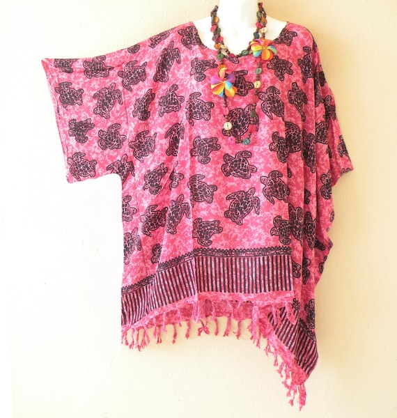 KB467 roze schildpad batik plus size kimono kaftan vrouwen
