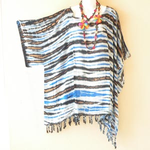 KB394 Stripes Tie Dye Batik Plus Size Kaftan Caftan Kimono Beachwear Tunic Poncho Blouse Top - S, M, L, XL, 1X, 2X, 3X, 4X & 5X