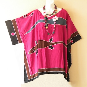 KG83 5 Colors Gecko Hand Painted Plus Caftan Kaftan Kimono Beachwear Women Big Hippie Bohemian Tunic Poncho Blouse Top - Fit from S to 7X