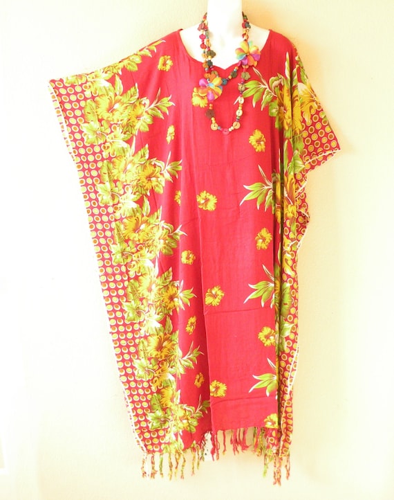 KD291 Rode batik bloemen plus size dolman vleermuis kaftan kaftan