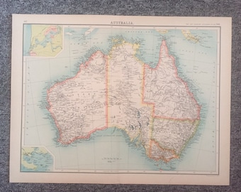 c1890 ANTIQUE MAP STATE OF QUEENSLAND AUSTRALIA