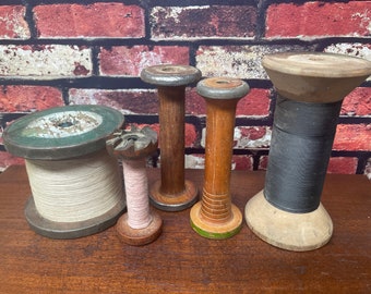 Antiques Bobbins/Spindeln Lot von 5