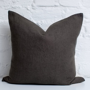 Dark grey luxury linen pillow cover / charcoal stonewashed linen pillow / gray decorative linen pillow / grey linen cushion / linen cushions