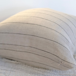 Natural stripe linen pillow cover/Decorative linen stripe pillow cover/linen pillow cover with stripes/linen pillow covers/linen cushion/eco image 5