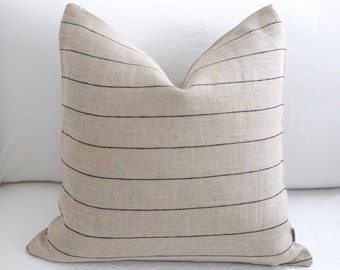 Natural stripe linen pillow cover/Decorative linen stripe pillow cover/linen pillow cover with stripes/linen pillow covers/linen cushion/eco