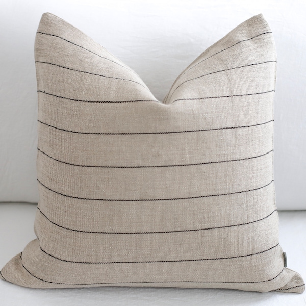 Natural stripe linen pillow cover/Decorative linen stripe pillow cover/linen pillow cover with stripes/linen pillow covers/linen cushion/eco