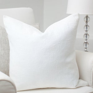 White luxury linen pillow cover / White stonewashed linen pillows / White linen pillow / Ivory linen cushion/Decorative linen cushions/Linen image 1