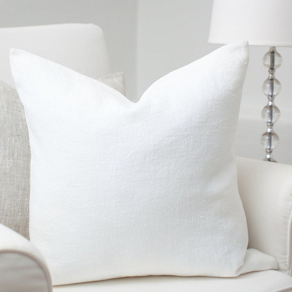 White luxury linen pillow cover / White stonewashed linen pillows / White linen pillow / Ivory linen cushion/Decorative linen cushions/Linen