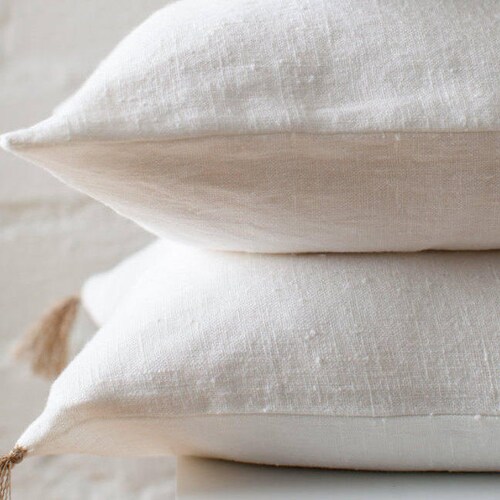 White Premium Linen Pillow Cover / White Luxury Linen Pillow Etsy