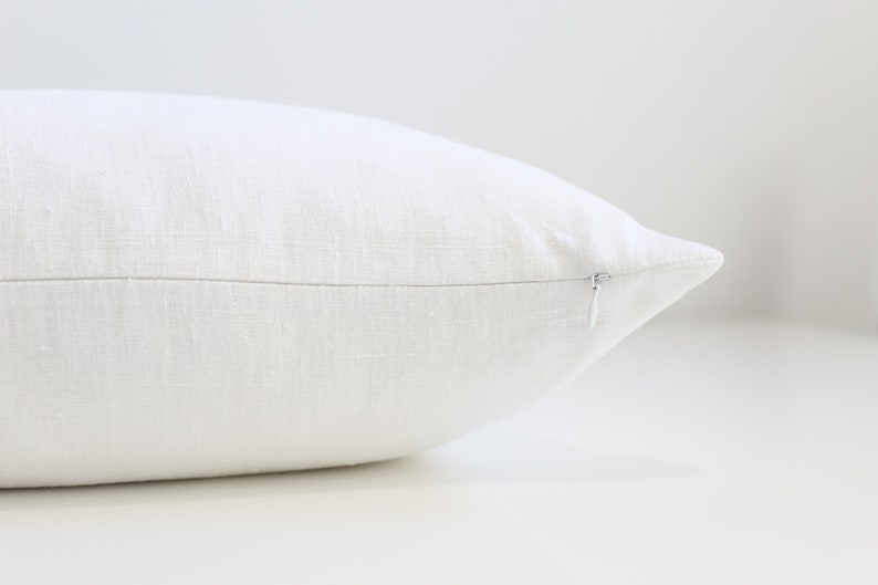 White pure minimal linen pillow cover /White eco linen pillow cover/white minimalist linen pillow/modern natural linen cushion/linen pillows image 3