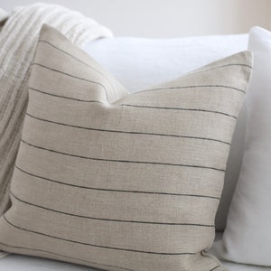 Natural stripe linen pillow cover/Decorative linen stripe pillow cover/linen pillow cover with stripes/linen pillow covers/linen cushion/eco image 3