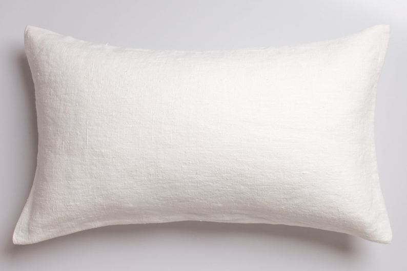 White luxury linen pillow cover / White stonewashed linen pillows / White linen pillow / Ivory linen cushion/Decorative linen cushions/Linen image 5