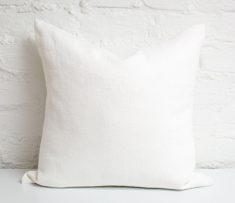 White pure minimal linen pillow cover /White eco linen pillow cover/white minimalist linen pillow/modern natural linen cushion/linen pillows image 1