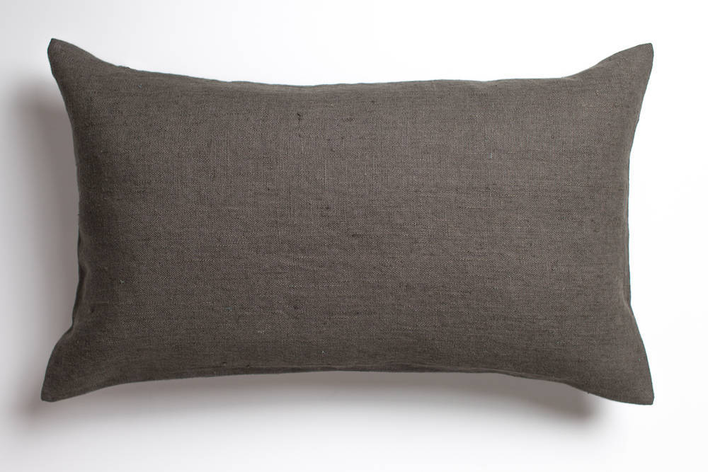 Dark Grey Linen Pillow Cover With Tassels / Charcoal Tassel Etsy
