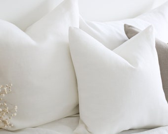 White luxury silky linen pillow cover / White super soft linen pillow / White linen pillow cover / linen pillows/linen cushion cover