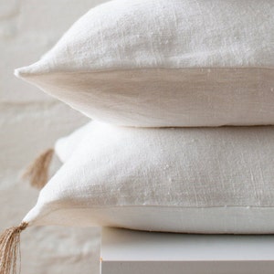 White luxury linen pillow cover / White stonewashed linen pillows / White linen pillow / Ivory linen cushion/Decorative linen cushions/Linen image 4