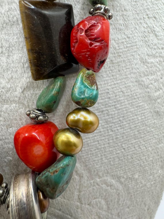 Statement Multi-Stone Sterling Spoon Pendant Neck… - image 3