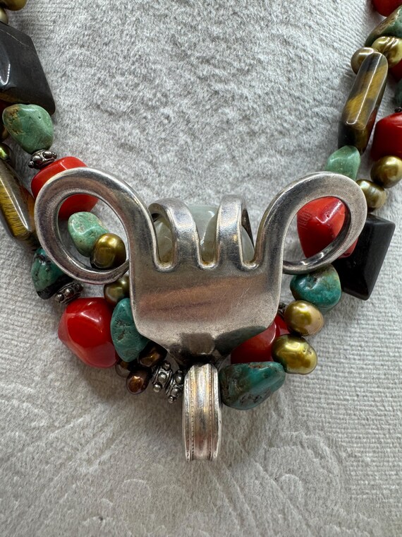 Statement Multi-Stone Sterling Spoon Pendant Neck… - image 8