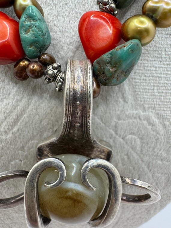 Statement Multi-Stone Sterling Spoon Pendant Neck… - image 4