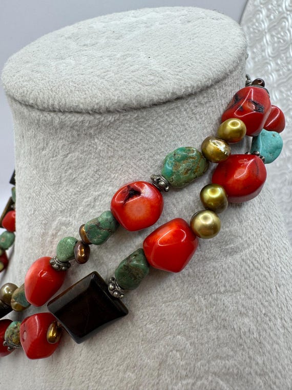 Statement Multi-Stone Sterling Spoon Pendant Neck… - image 7