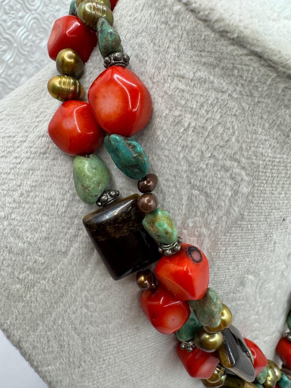 Statement Multi-Stone Sterling Spoon Pendant Neck… - image 5