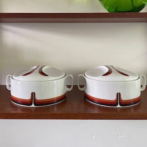 Space age serving bowl with lid, Essenbach Bavaria made in Germany, space age brown service.