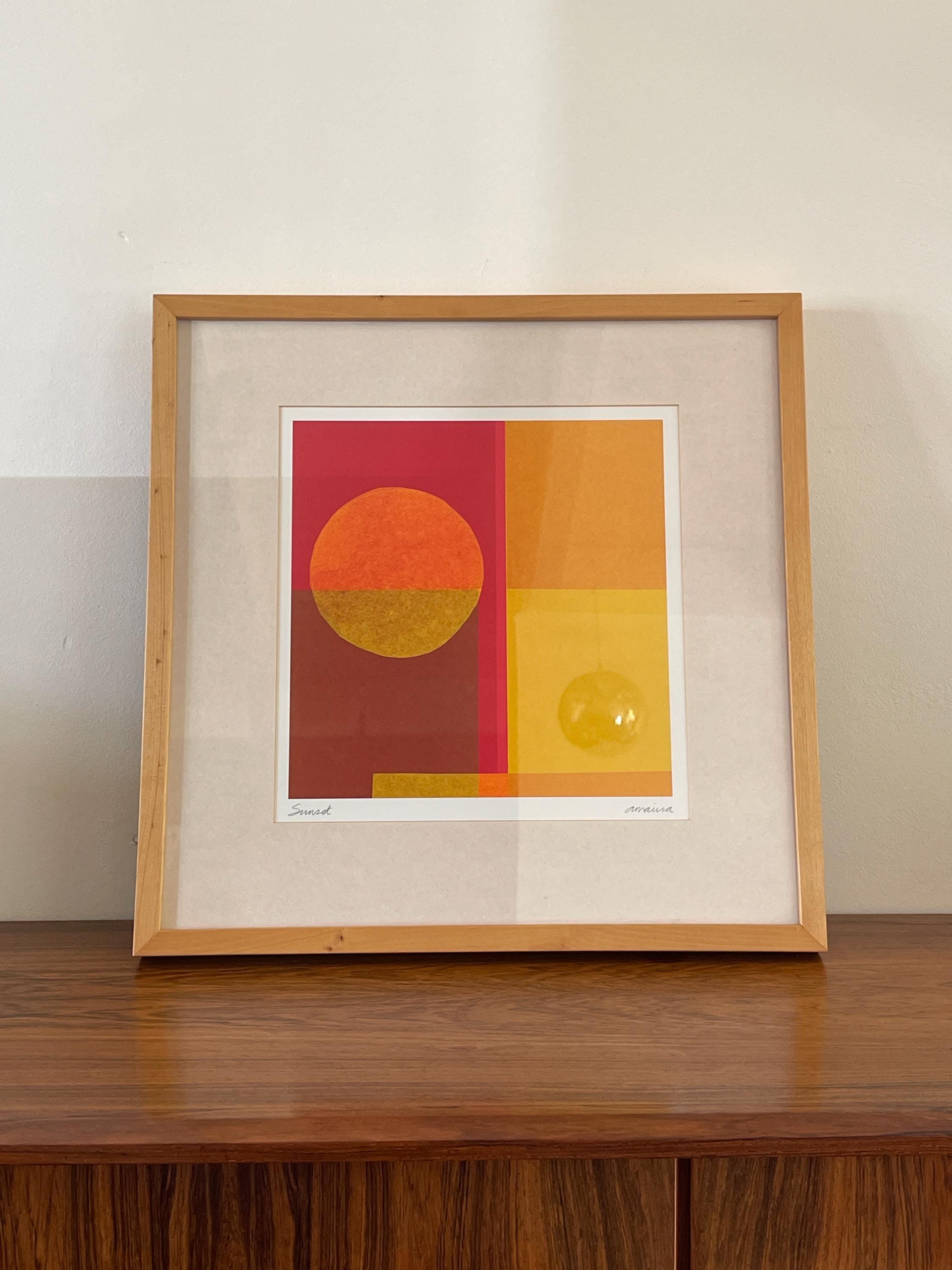 AMAINA, Litho Sunset for Ikea, 90s Beautifully Framed Artwork