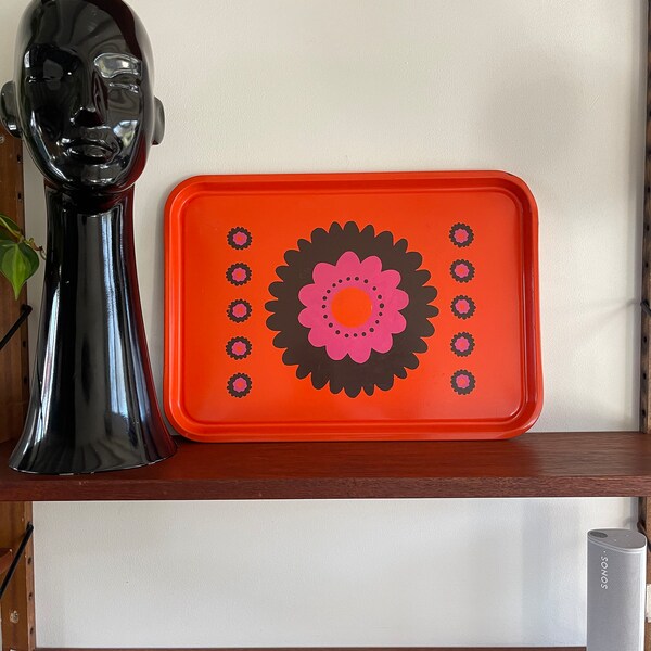 Brabantia Patrice orange tray 70s, iconic print. Retro vintage tray