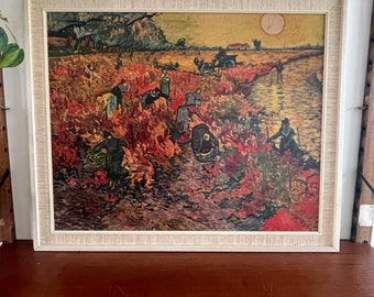 フィンセント・ファン・ゴッホの「赤い葡萄畑」、板絵。オリジナルの