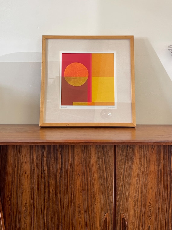 AMAINA, Litho Sunset for Ikea, 90s Beautifully Framed Artwork