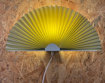 Vintage design pleated wall lamp, origami lamp, fan model olive green