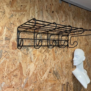 vintage Ikea coat rack, coat hook made of steel wire 80. Postmodern style black coat rack