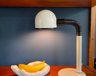 Vintage desk lamp, 1980s Hala Zeist (?), black and white flexible, gooseneck / cobra